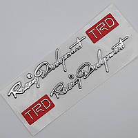 Наклейки (фактурные) на ручки "Racing development TRD", Toyota (серебро+красный)
