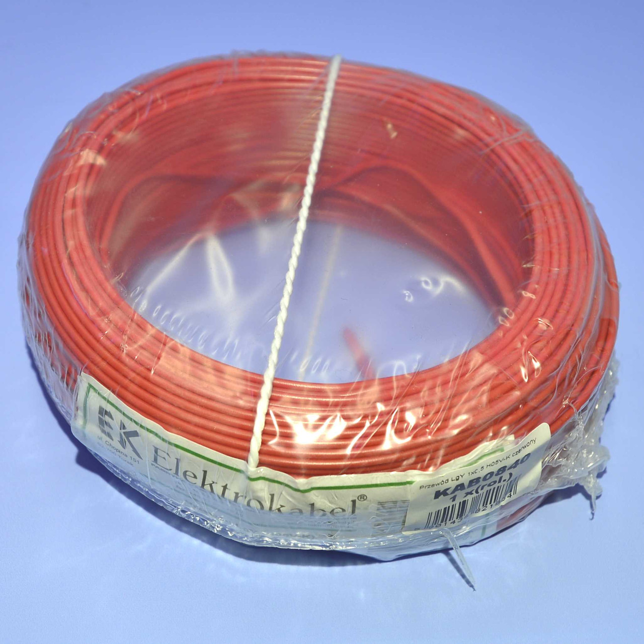 Провід мідний LgY, 1*0,5мм² H05V-K, Elektrokabel, червоний, KAB0840 / бухта 100м, фото 1