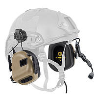 Активні Навушники для стрільби на шолом каску з мікрофоном Earmor M32H Coyote Brown