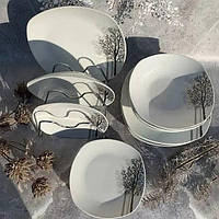 Сервиз фарфоровый столовый Edenberg Деревья 18 предметов, набор обеденных посуд для 6 персон
