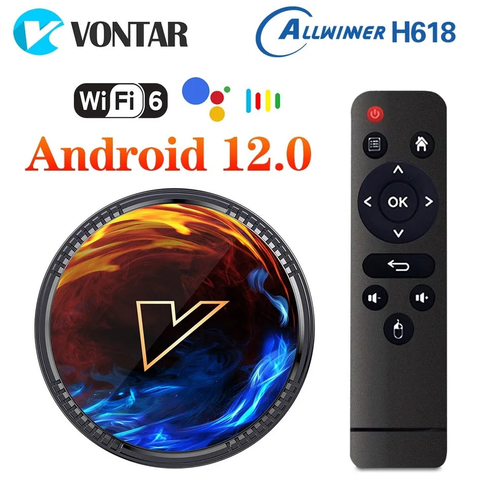 Смарт ТБ-бокс VONTAR H1 4/32 Гб Android 12 Allwinner H618 4K BT Wifi6 Google Voice LAN
