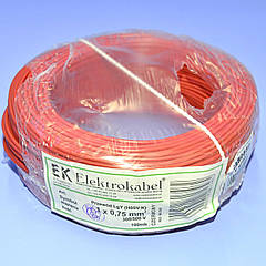 Провід мідний LgY, 1*0,75мм² H05V-K, Elektrokabel, черв. KAB0850 / бухта 100м