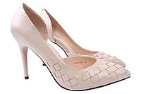 Туфли женские из натуральной кожи, на шпильке, бежевые, Anemone, 35