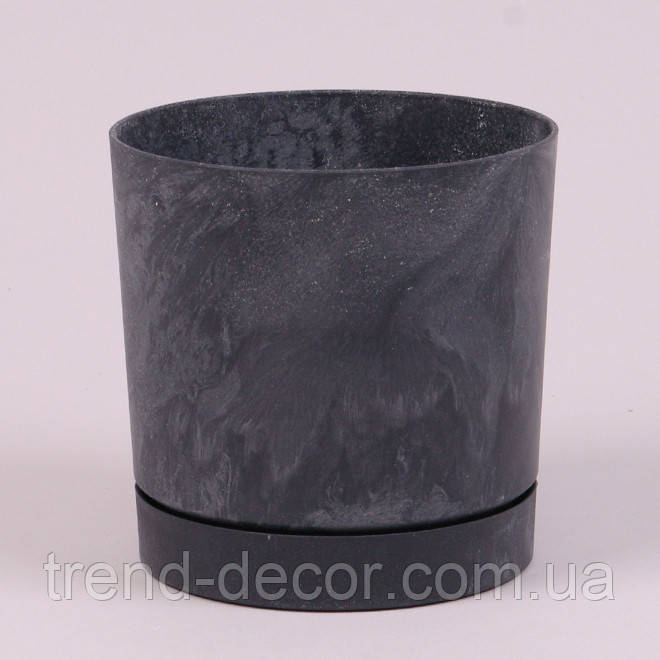 Горщик пластмасовий з підставкою TUBO P BETON EFFECT антрацитовий 30см.