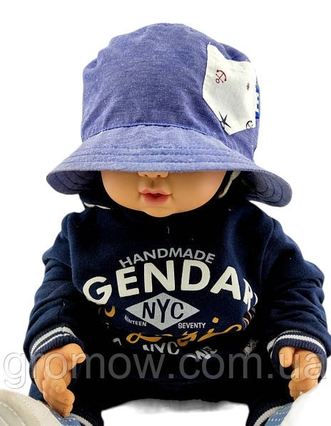 Панама дитяча 48, 50-й розмір бавовна для хлопчика панамка головні убори блакитний (ПД51), фото 1