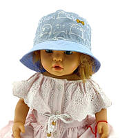 Панама детская 48, 50, 52 размер хлопок для девочки панамка головные уборы голубой (ПД43)