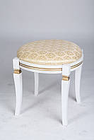 Банкетка круглая деревянная для спальни иприхожей Феникс Микс мебель, цвет белый + патина