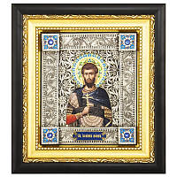 Ікона Святий мученик Іоанн Воїн - ікона писана, з сріблом (юо-18)