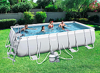 Каркасный прямоугольный бассейн Bestway Power Steel Frame Pool 412 х 201 х 122 см + песочный фильтр + лестница