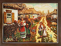 Украинские мотивы - картина из янтаря, ручной работы (RB-52)