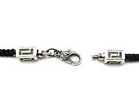 Шелковый шнурок с серебряным замком для крестика кулона подвески 925 Греция | Ювелирный шнурок на шею плетеный