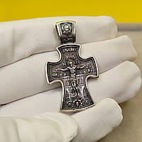 Серебряный крестик мужской с распятием Иисуса Христа и Святым Николаем Чудотворцем 925* православный нательный