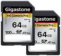 Gigastone 4K Camera Pro 64GB SDXC Memory Card Pack of 2