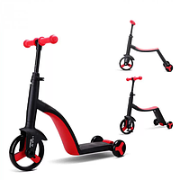 Самокат велобег детский scooter 3в1 велосипед трансформер с педалями красный без упаковки