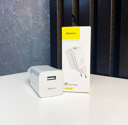 Зарядний пристрій (блок) для швидкої зарядки телефону Baseus Quick Charge 24 Вт Білий (CCALL-BX02), фото 1