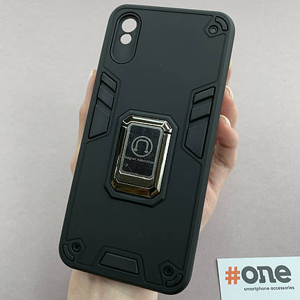 Чохол для Xiaomi Redmi 9A протиударний чохол з магнітною пластиною на сяомі редмі 9а чорний c6u, фото 1