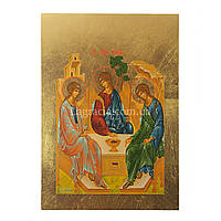 Икона Святая Троица ручная роспись на холсте 18,5 Х 25 см