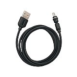Магнітний кабель USLION 2 в 1 / Type-C - USB / 540 градусів / Круглий / 200 см. / Чорний, фото 7