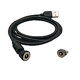 Магнітний кабель USLION 2 в 1 / Lightning (Iphone) - USB / 540 градусів / Круглий / 100 см. / Чорний, фото 8