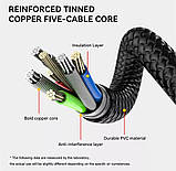 Магнітний кабель USLION 2 в 1 / Lightning (Iphone) - USB / 540 градусів / Круглий / 100 см. / Чорний, фото 9