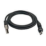 Магнітний кабель USLION 2 в 1 / Micro - USB / 540 градусів / Круглий / 100 см. / Чорний, фото 4