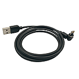 Магнітний кабель USLION 2 в 1 / Lightning (Iphone) - USB / 540 градусів / Круглий / 100 см. / Чорний, фото 2