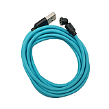 Магнітний кабель USLION 2 в 1 / Type-C - USB / 540 градусів / Круглий / 200 см. / Блакитний, фото 2