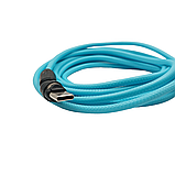 Магнітний кабель USLION 2 в 1 / Type-C - USB / 540 градусів / Круглий / 200 см. / Блакитний, фото 4