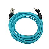 Магнітний кабель USLION 2 в 1 / Micro - USB / 540 градусів / Круглий / 200 см. / Блакитний, фото 2
