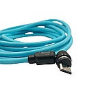 Магнітний кабель USLION 2 в 1 / Micro - USB / 540 градусів / Круглий / 200 см. / Блакитний, фото 3