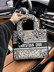 Жіноча сумка Крістіан Діор сіра Christian Dior Lady Gray штучна шкіра