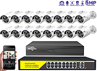 Комплект IP видеонаблюдения на 16 камер Hiseeu POE 5Мп