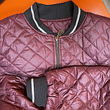 Куртка бомбер жіноча подовжена блискавка стьобана без капюшона S бордо, фото 2