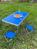 Раскладной стол для пикника и стулья на пикник Синий Стол чемодан и четыре складных стула туристический