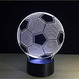 Світильник-нічник 3D з пультом керування М'яч, фото 2