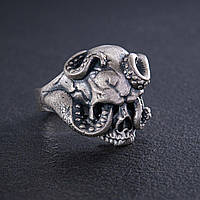 Мужское серебряное кольцо "Череп со щупальцами осьминога" 112716. Zipexpert