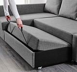 FRIHETEN Кутовий диван зі спальною функцією Skiftebo темно-сірий 392.167.54, фото 5