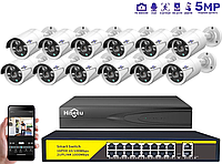 Комплект IP видеонаблюдения на 12 камер Hiseeu POE 5Мп