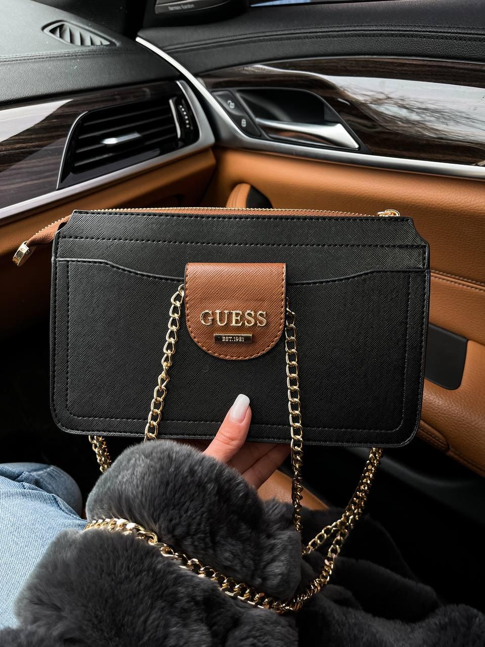 Жіноча сумка Гесс чорна Guess Black  штучна шкіра, фото 1