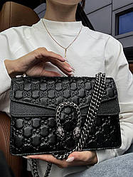 Жіноча сумка Гуччі чорна Gucci Black  натуральна шкіра