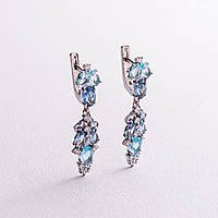 Серебряные серьги с кварцом и фианитами 2950/9р-QLBQS