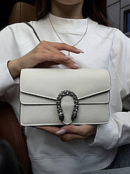 Жіноча сумка Гуччі біла Gucci White натуральна шкіра
