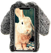 Чохол/ Панель Alitek для Apple iPhone Айфон X/Xs Сірий зайчик (плюш), фото 3