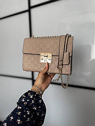 Жіноча сумка Гуччі бежева Gucci Beige штучна шкіра