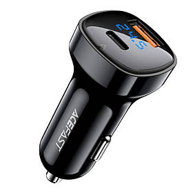 Автомобільний зарядний пристрій ACEFAST B4 digital display 66W(USB-C+USB-A) dual port car charger ly