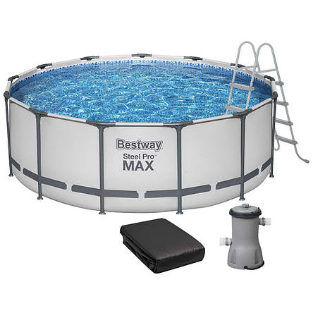 Басейн каркасний Bestway 5618W габарити 396x122см, об'єм 12690л (картриджний фільтр-насос, драбина, тент), фото 1