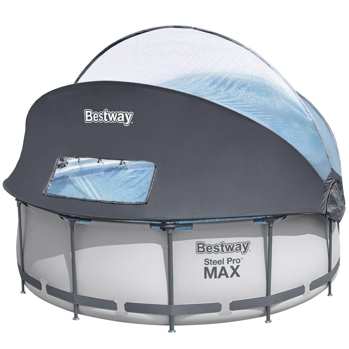 Басейн каркасний Bestway 5619N габарити 366x100 см, об'єм 9150 л  (картриджний фільтр, навіс, драбина)