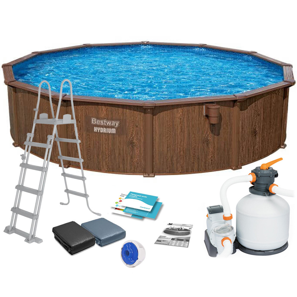 Басейн каркасний Bestway 561CS розмір 549x130 см, об'єм 27221л (пісочний фільтр-насос, драбина, тент, підкладка)