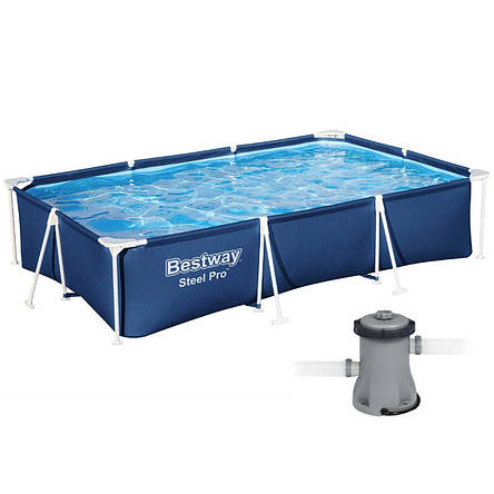 Басейн каркасний Bestway 56411 габарити 300x201x66 см, об'єм 3300 л (картриджний фільтр), фото 1