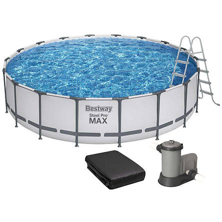 Басейн каркасний Bestway 56462 габарити 549x122 см, об'єм 23 062 л (картриджний фільтр, тент, драбина), фото 1